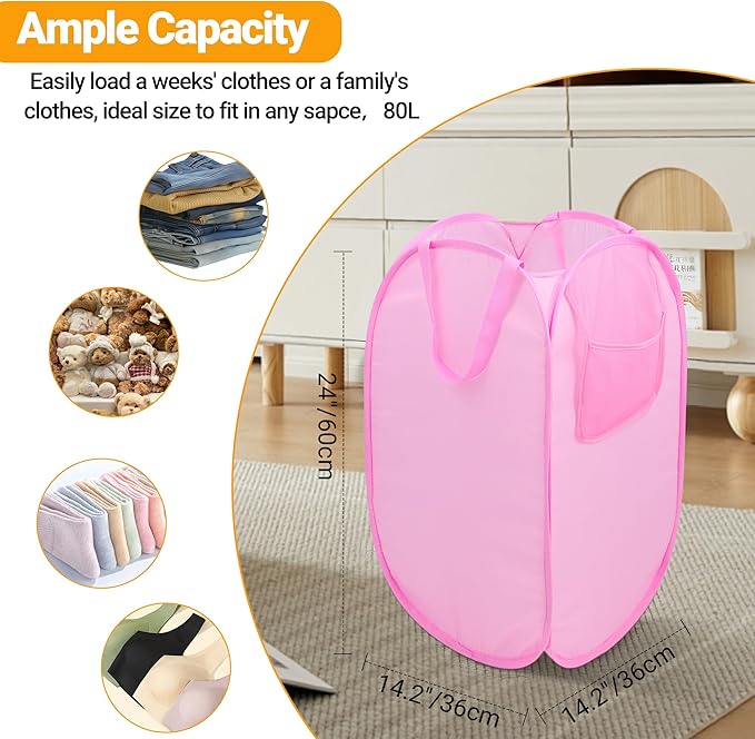 Foldable Laundry Basket, Pop Up Laundry Hamper