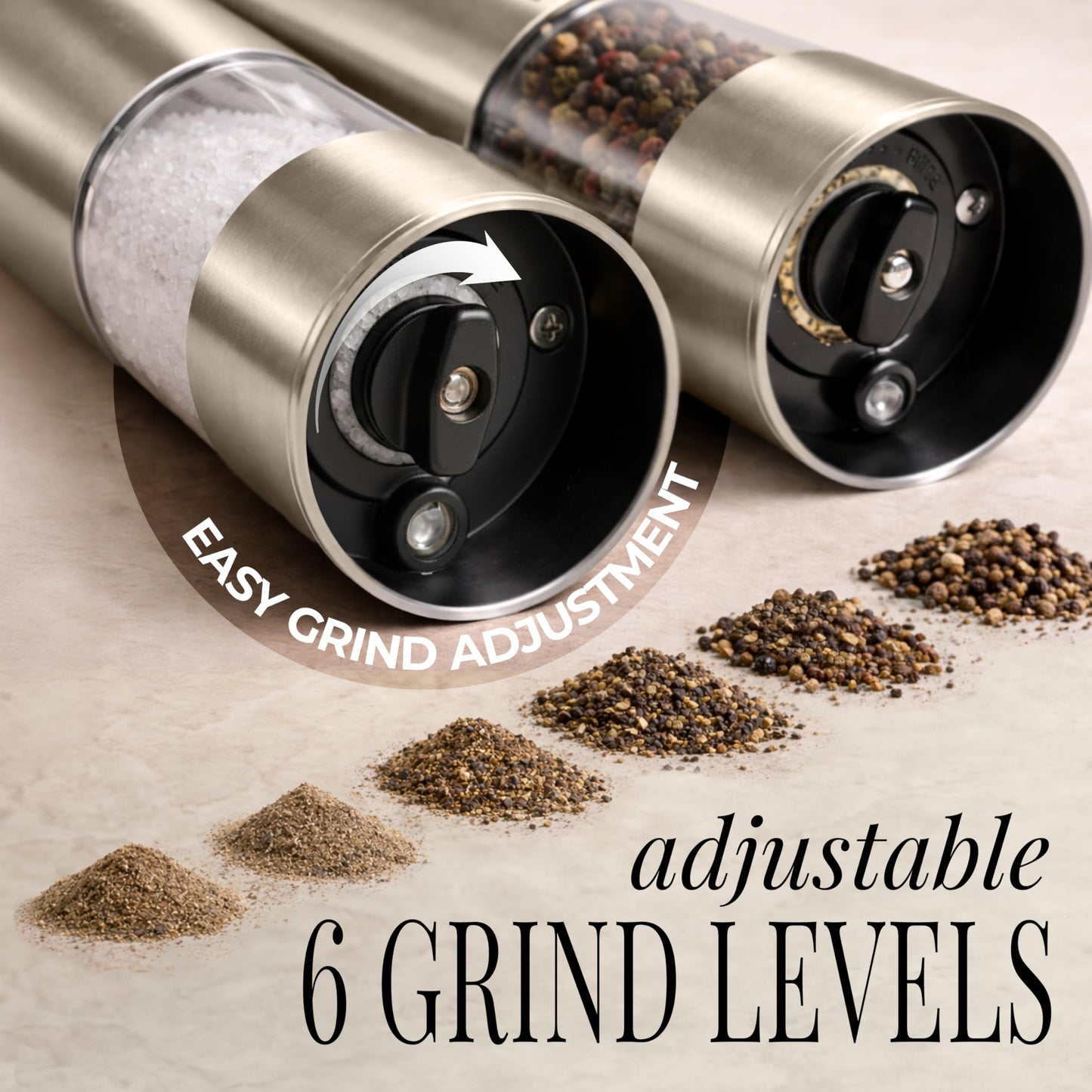 Electric Salt and Pepper Grinder Set Rechargeable – Stainless Steel Salt and Pepper Grinder Set with LED Light, USB Charging, Adjustable Coarseness, Kitchen Gadget Gift for Home Cooks