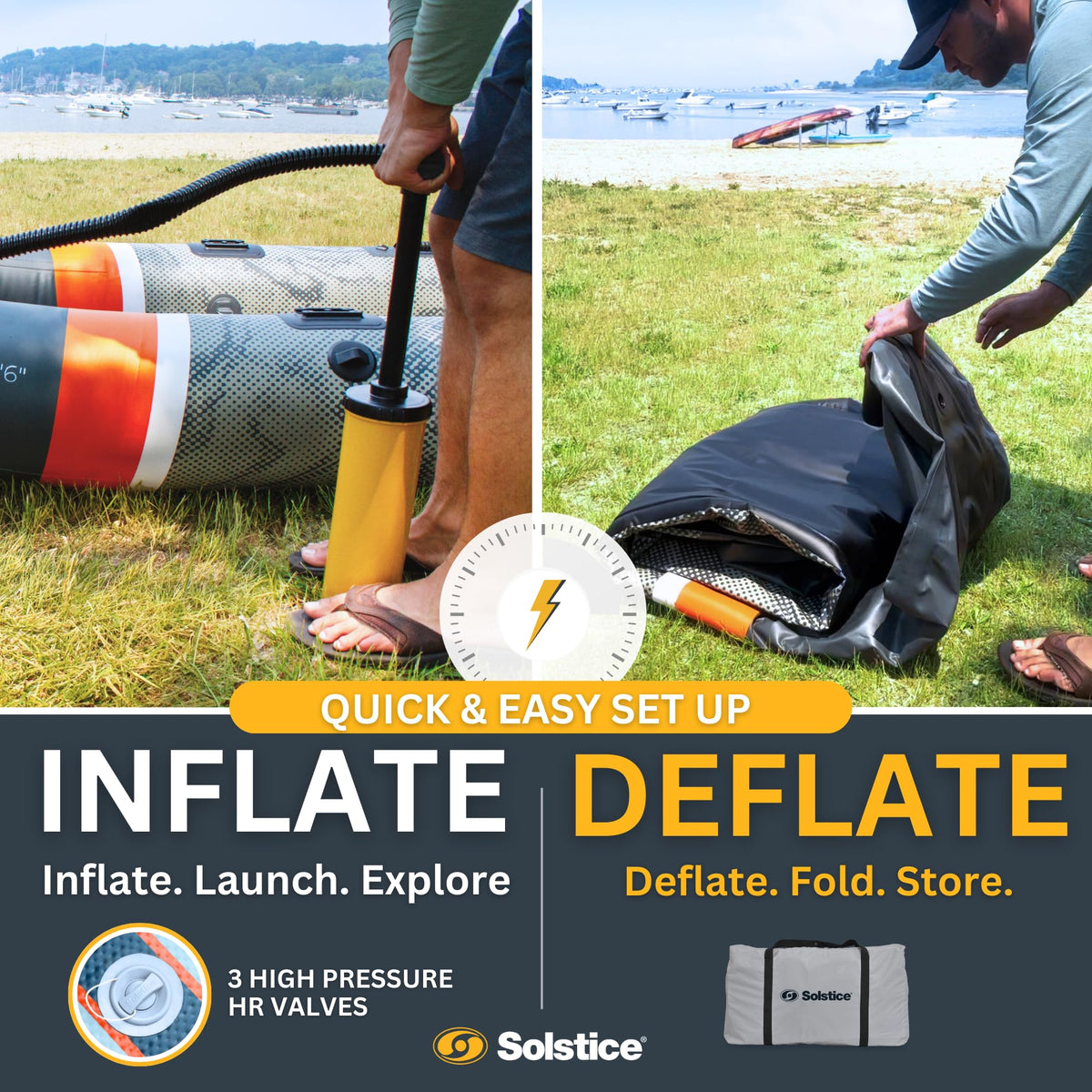 Solstice Inflatable Kayak Boat – Durable, Portable & Adventure-Ready, Heavy Duty PVC – Adjustable Seats, Accessory Mounts, Skeg & Pump Included, Fishing, 1-2 Person Tandem, Scout, Camo, 12'6"