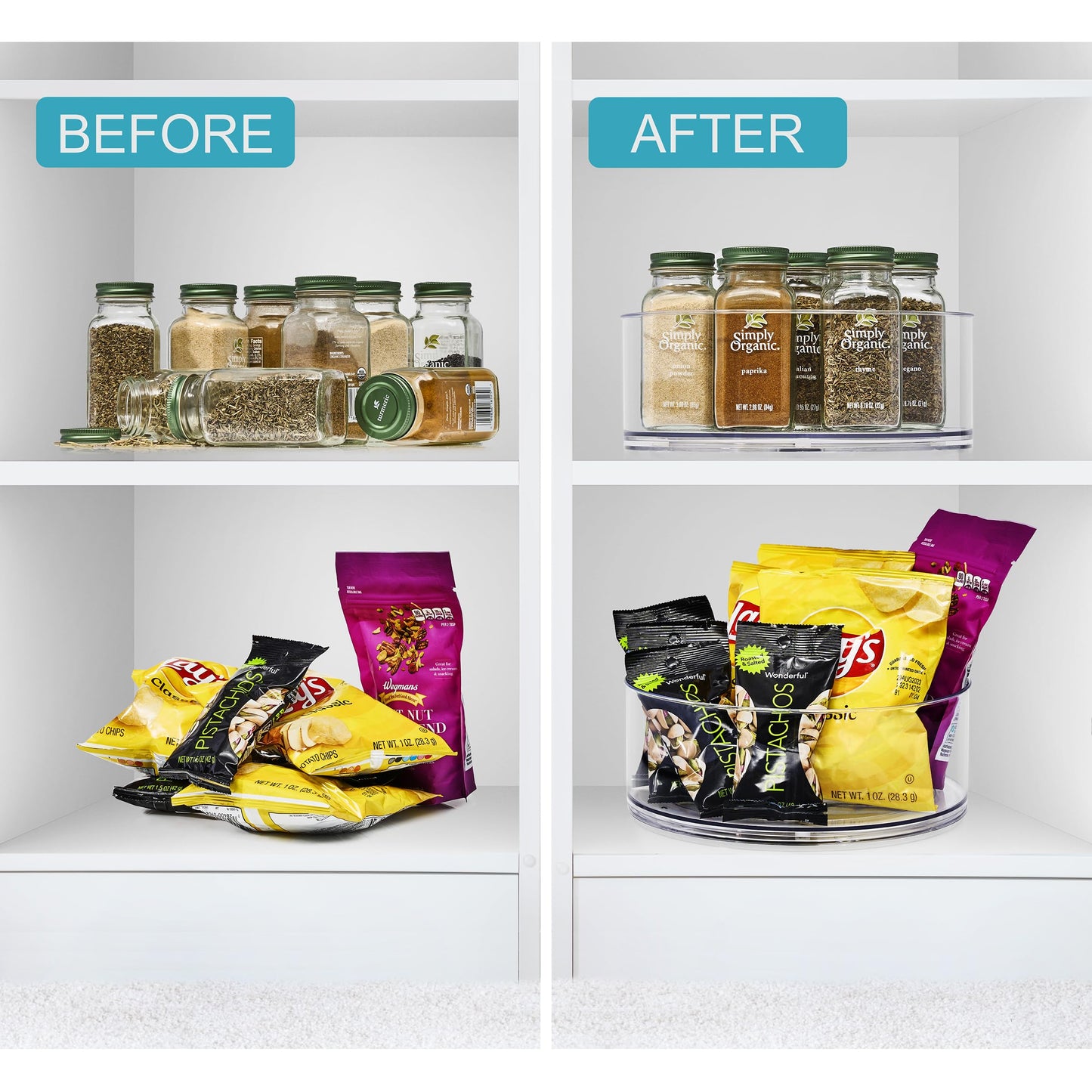 Sorbus 9 Inch Clear Lazy Susan Organizer, Turntable Organizer for Spice Organization for Cabinet, Lazy Susan Turntable for Kitchen, Home, Office, Closet, Classroom, Laundry Room Organization (2-Pack)