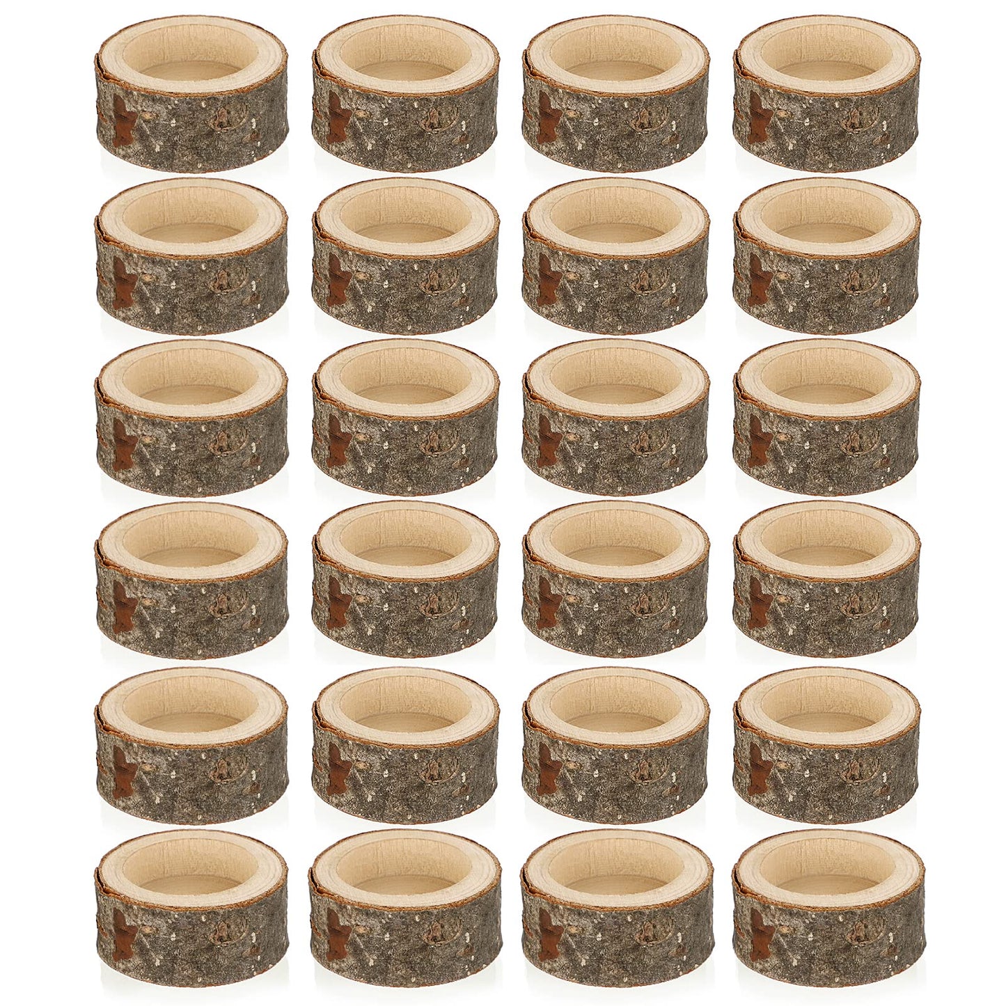 OwnMy Set of 24 Wooden Tea Light Candle Holders Votive Candle Holders, Rustic Wooden Pillar Candle Stands Vintage Wooden Tealight Holders Set Candle Centerpieces for Dining Table Wedding Party, 1" H