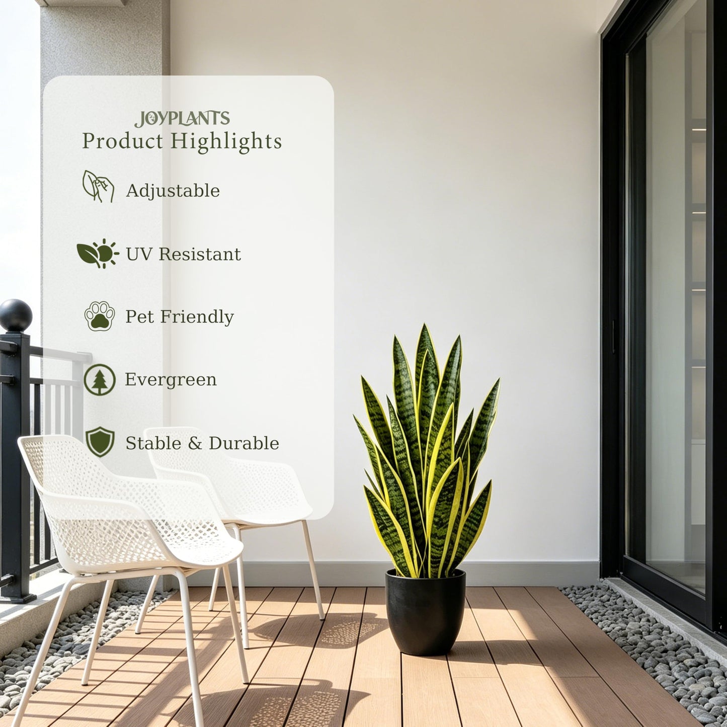 Joyplants Fake Snake Plant, 27" Fake Potted Plants with Black Pot Realistic Artificial for Home Decor, Low Maintenance No Watering Needed Faux Plants for Desk Corner Office & Pet Areas(yellow-27in)
