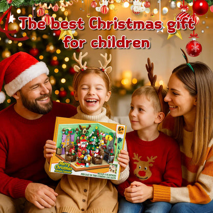 Rubypop Advent Calendar Building Blocks, 24 Day Christmas Countdown Kit with 669PCS Bricks Set,Santa Sleigh Christmas Tree Xmas Friends Room Holiday Decorations Gifts for Kids Boys Girls