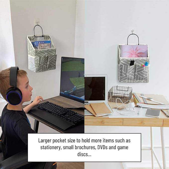 2pcs Wall Hanging Storage Bag, Small Door Closet Linen Fabric Pockets Organizer