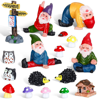Jetec Gnomes Fairy Resin Statues Miniature Garden Accessories Mini Dwarf Figurine Fairy Miniature Ornament DIY Kit Micro Landscape Ornaments for Outdoor Indoor Patio Yard Lawn Garden ﻿(Yoga Gnomes)