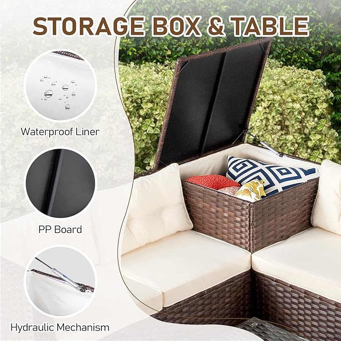 VINGLI 4 Pieces Outdoor Sectional Wicker Patio Furniture