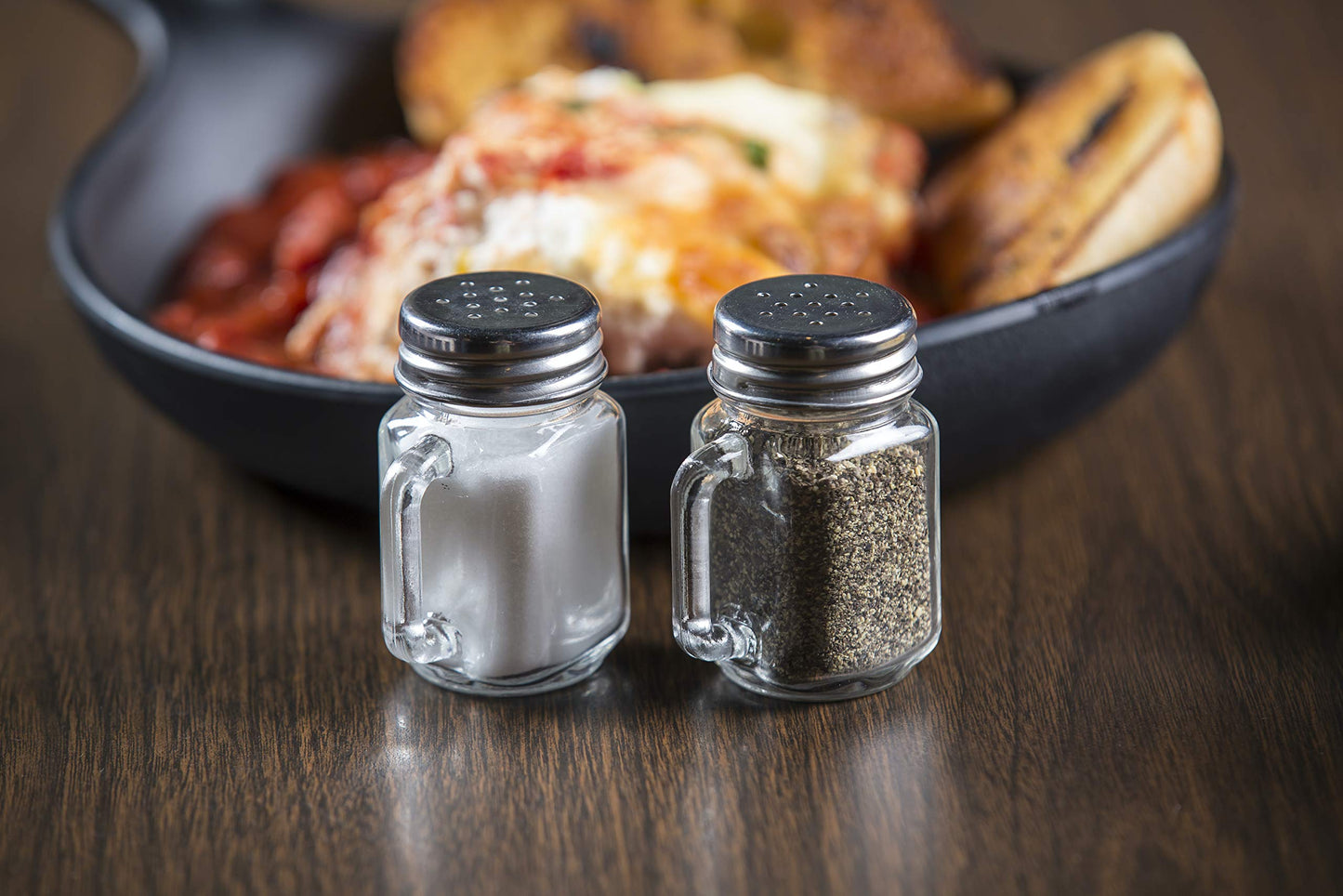Tablecraft Mini Mason Salt & Pepper Shaker with Stainless Steel Top, 12 per Pack, 1.5 oz
