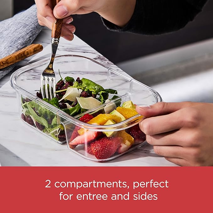 Rubbermaid Brilliance Meal Prep Containers, 2-Compartment Food Storage