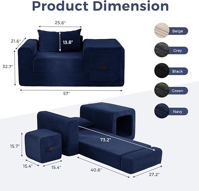MAXYOYO Folding Sofa Couch, Convertible Floor Sofa