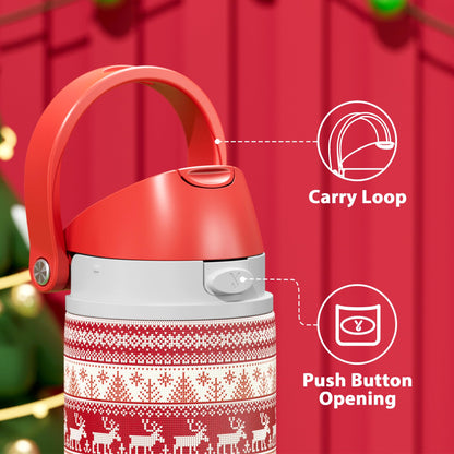 24 oz Insulated Water Bottle for Christmas: Meoky Stainless Steel Water Bottle with Straw and Spout Lid - Leak Proof, Cold for 24 Hours, Fits in Car Cup Holder, Christmas Gifts for Adults, Merry Trio