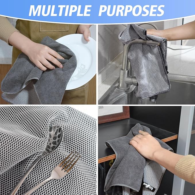 KinHwa Kitchen Washcloths for Dishes Absorbent Microfiber Dish Cloths Dish
