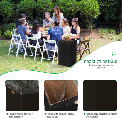 Nosiny 10 Pcs 50 Gallon Corrugated Cardboard Trash Cans for Events, Disposable and Reusable Cardboard Bin Bulk with Trash Bag, Recycling Pop-up Garbage Box, Foldable Waste Container for Party (Black)
