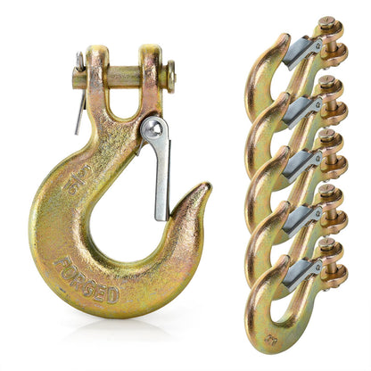 Lawei 6 Pack 5/16 Inch Clevis Slip Hook with Latch, Forged G70 Steel Clevis Safety Hooks, Heavy Duty Chain Grab Hooks for Truck Trailer Winch Transport Tow Chain Hook, 3/4 in Opening,14000 Lb Capacity