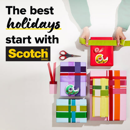 Scotch Gift Wrap Tape, Invisible, Holiday Gift Wrapping Supplies for Christmas Presents and Gift Bags, 0.75 in. x 650 in., 6 Tape Rolls with Dispensers