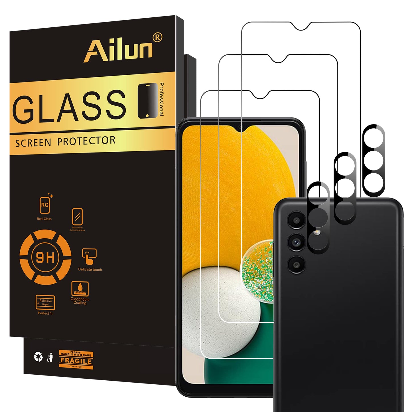Ailun Screen Protector for Galaxy S22+/S22 Plus 5G 6.6 Inch Display 3Pack + 3Pack Camera Lens Tempered Glass Fingerprint Unlock 0.25mm Clear Anti-Scratch Case Friendly [Not For S22 Ultra]