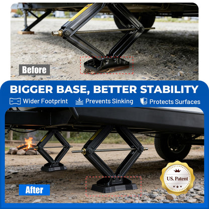ROBLOCK RV Stabilizer Jack Pads 2 Pack, Heavy Duty Rubber Scissor Jack Leveling Blocks,Non-Slip Stabilizer Pad Solid Rubber Protection Foot for Travel Trailer Camper 5th Wheels,Black