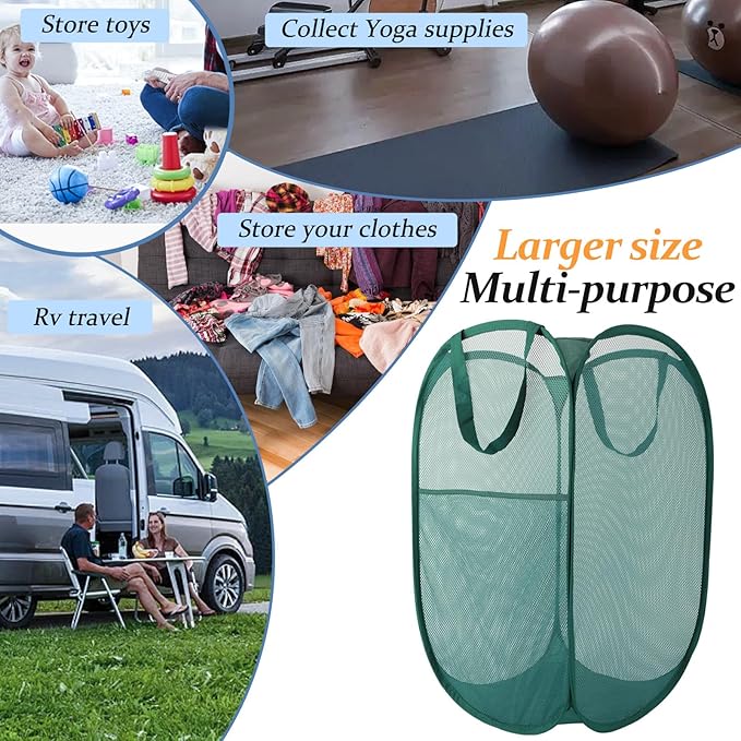 Upgraded 100L Extra Large Mesh Pop Up Laundry Basket