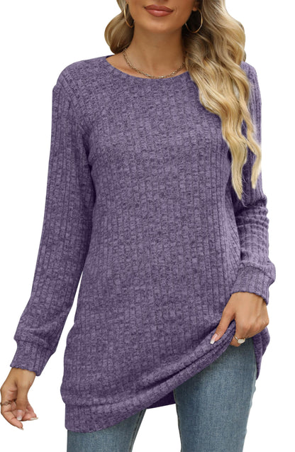 Sweaters for Women Long Sleeve Crewneck Sweatshirt Loose Casual Tunic Tops