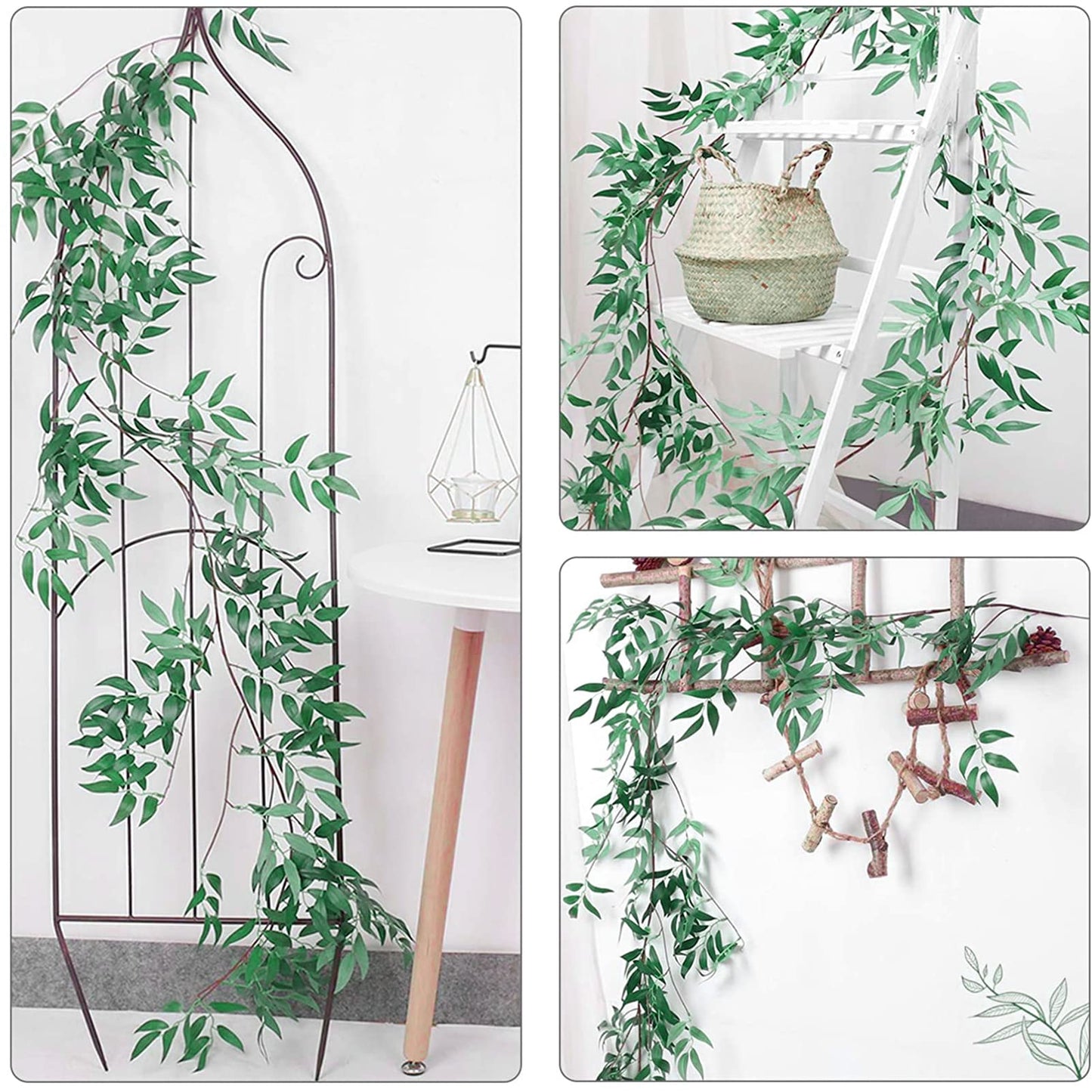 ANPHSIN Fake Vines Greenery Garland - 5 Packs Total 28ft Green Willow Leaf Vine Garland, Artificial Leaves Wall Hanging Decor for Home, Room, Wedding Arch, Centerpieces