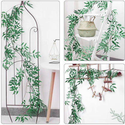 ANPHSIN Fake Vines Greenery Garland - 5 Packs Total 28ft Green Willow Leaf Vine Garland, Artificial Leaves Wall Hanging Decor for Home, Room, Wedding Arch, Centerpieces