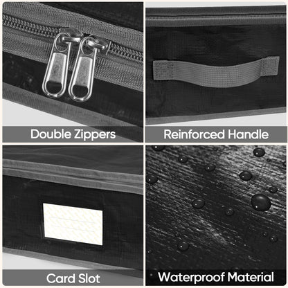BALEINE Soft Christmas Wrapping Paper Storage Bag, 40" Durable PE Gift Wrap Storage Bag with Flexible Partitions and Pockets for Ribbon, Accessories (Black)