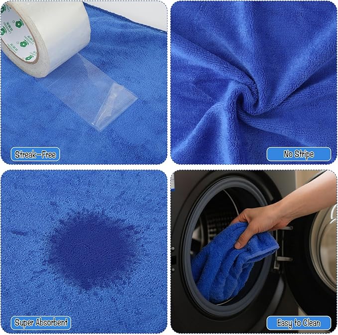 4 Pack Extra Large Microfiber Cleaning Cloths 20"x30", Lint-Free Reusable Towels