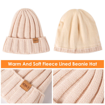 Womens Winter Beanie Warm Hat Touchscreen Gloves Set with Fleece Lined Skull Caps Gifts for Women Men