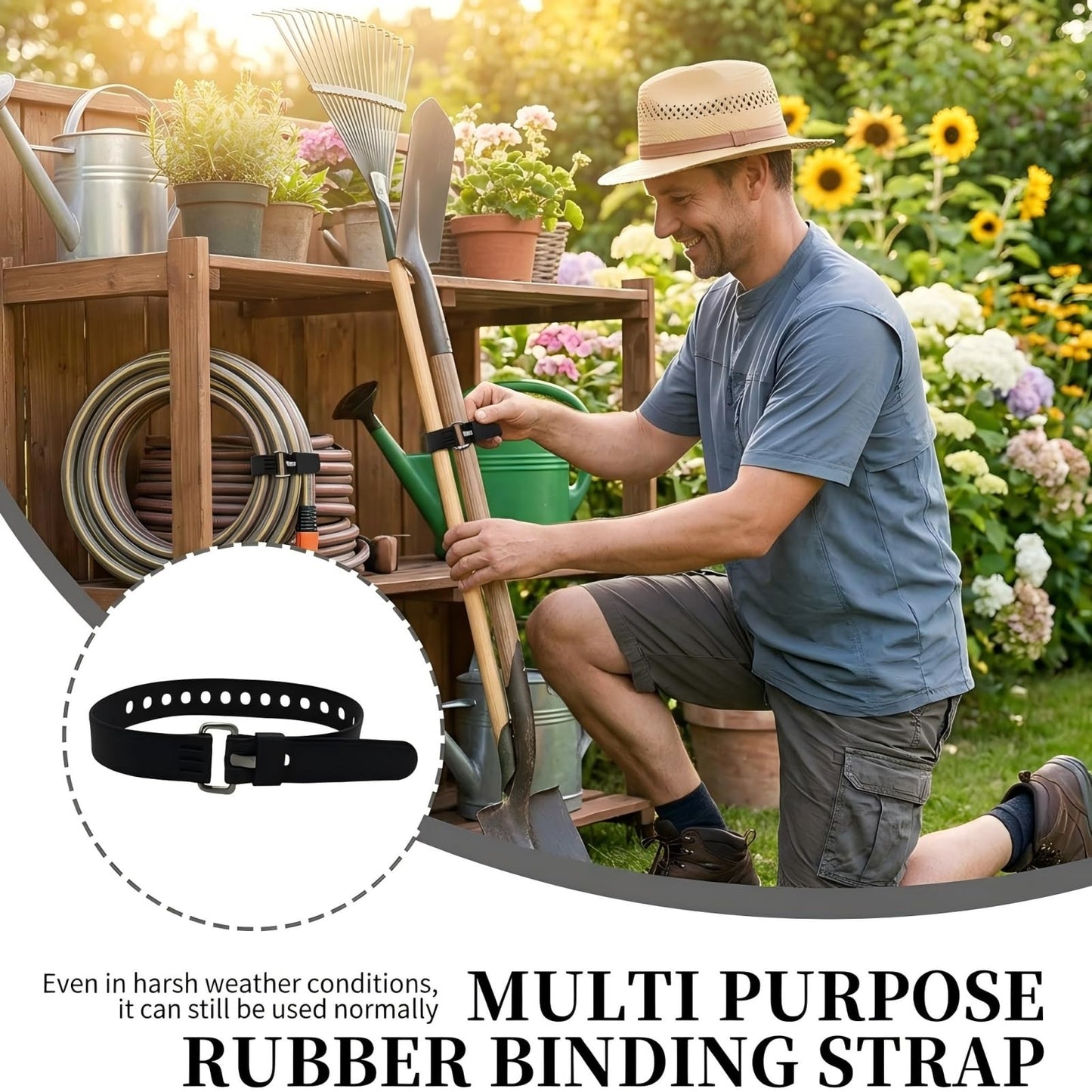Vvluvva Heavy-Duty Rubber Utility Straps with Buckles, 2 Pcs 20" Reusable Adjustable Tension Straps for Truck Cargo, Luggage & Gear, Quick Cinch Fastening Lashing Tools (Black-2)