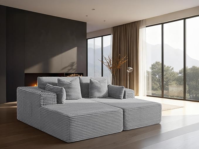72" Cloud Sectional Couch, Comfort U Shaped Sofa