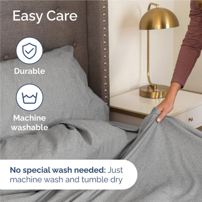 Full Size 4 Piece Sheet Set - Comfy Breathable & Cooling Sheets - Hotel Luxury Bed Sheets for Women & Men - Deep Pockets, Easy-Fit, Soft & Wrinkle Free Sheets - Heathered Grey Oeko-Tex Bed Sheet Set