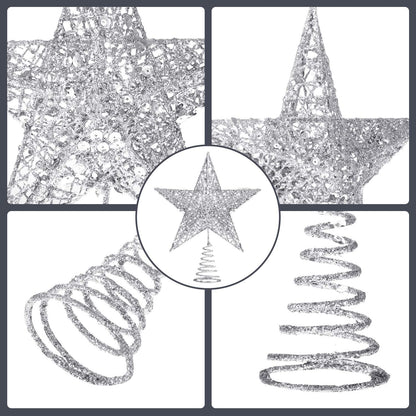 Blulu 10 Inches Sliver Christmas Star Topper Xmas Tree Topper Glitter Treetop Star for Christmas