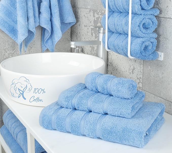 American Soft Linen Premium 3 Piece Towel Set, 1 Bath Towel 1 Hand Towel 1
