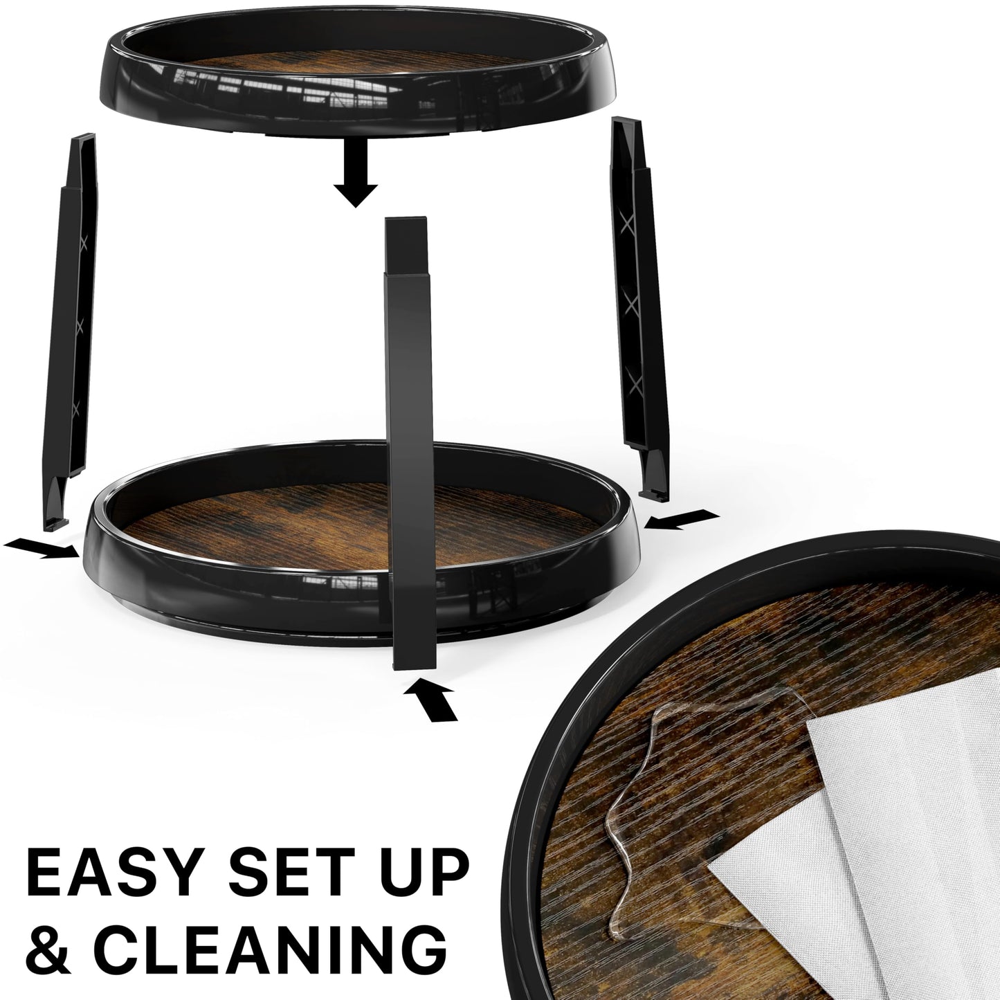 Simple Houseware 2-Tier Lazy Susan Spice Organizer, 10-Inch Diameter, Rustic Brown