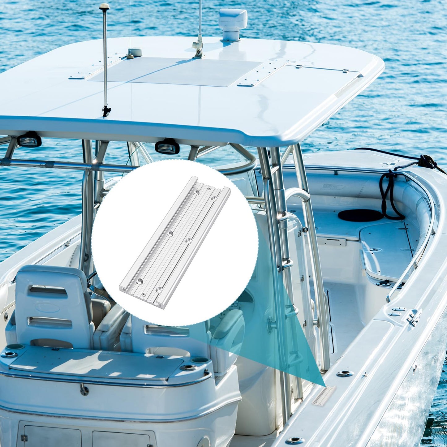 Frienda 12 x 3.5 in Aluminum Mounting Track System for Boat Accessories, Fishing Systems Tracks for Rod Holders Downriggers Other Components for Trolling Fishing, Aluanodized Aircraft Grademinum