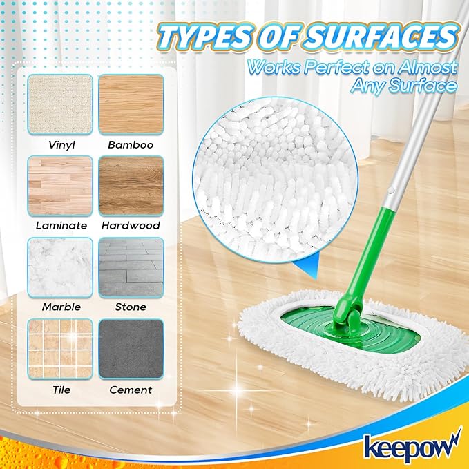 KEEPOW Reusable Microfiber Mop Pads Compatible