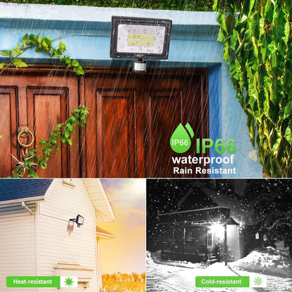 CLY 80W Security Lights Outdoor Motion Sensor, 7520LM PIR Sensor Security Light IP66 Waterproof Motion Sensor Floodlight, 6500K Cold White LED Outdoor Light Mains Powered for Garage Fixed 30s Lighting
