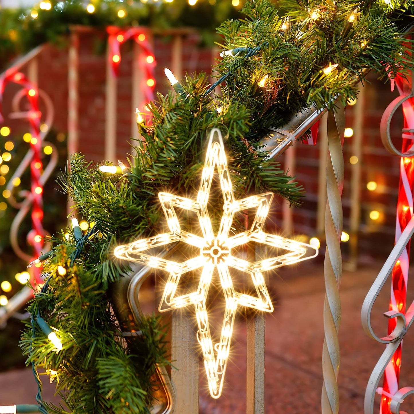 LAMPHOME 18" 50 Lighted Bethlehem Star Christmas Light Window Sculpture Decoration
