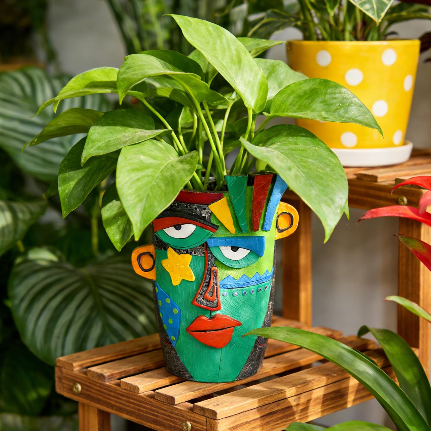 U WONDERFUL Unique Flower Pots - Abstract Picasso Face Plant Pots, Funky Planters with Drainage for Indoor Plants, Cool Head Planter for Outdoor Garden & Home Decor