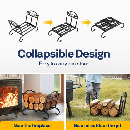 VIVOHOME 12 ft Heavy Duty Firewood Rack Outdoor with Cover 21.5 Inches Folding Firewood Storage Log Rack