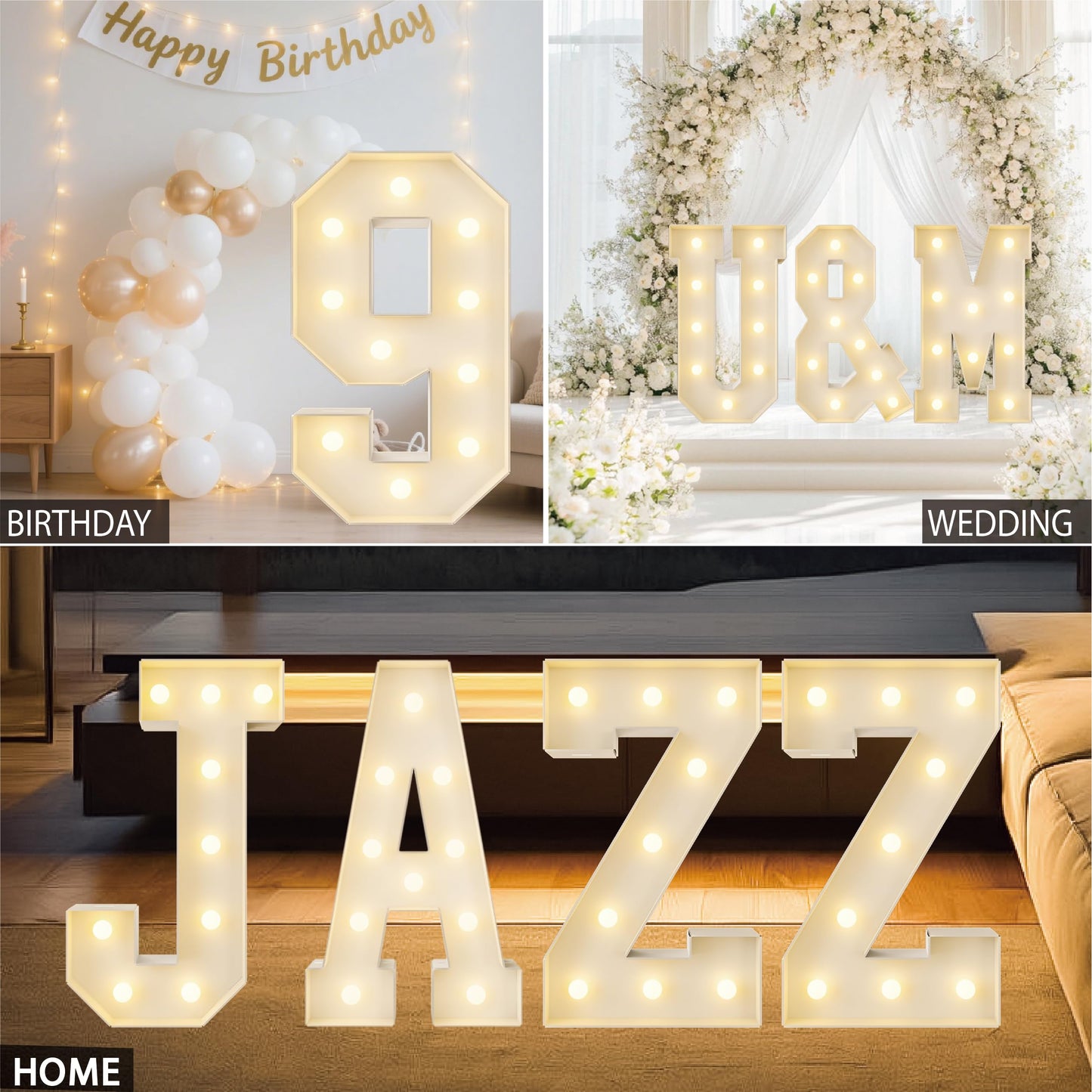 HXWEIYE Big Light Up Letters Z，3FT Large Marquee Letters with lights, Mosaic Balloon Frame, Giant Baby Letter for baby shower Birthday Graduation Engagement Party Wedding Christmas Decor (Warm White)