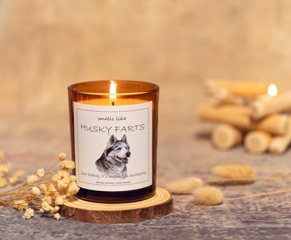 Husky Gifts & Decor, Siberian Husky Gifts, Gift for Dog Lovers, Smells Like Dog Farts Candle - Lavender & Eucalyptus, Crafted by Natural Soy Wax & Natural Essential Oils