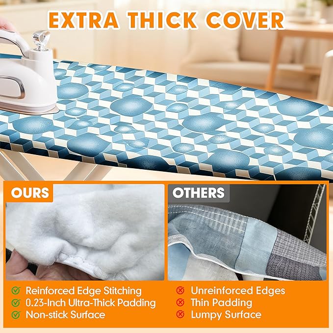 Ironing Board Cover and Pad, 21x54 Extra Large Thick Iron Padding, Scorch &