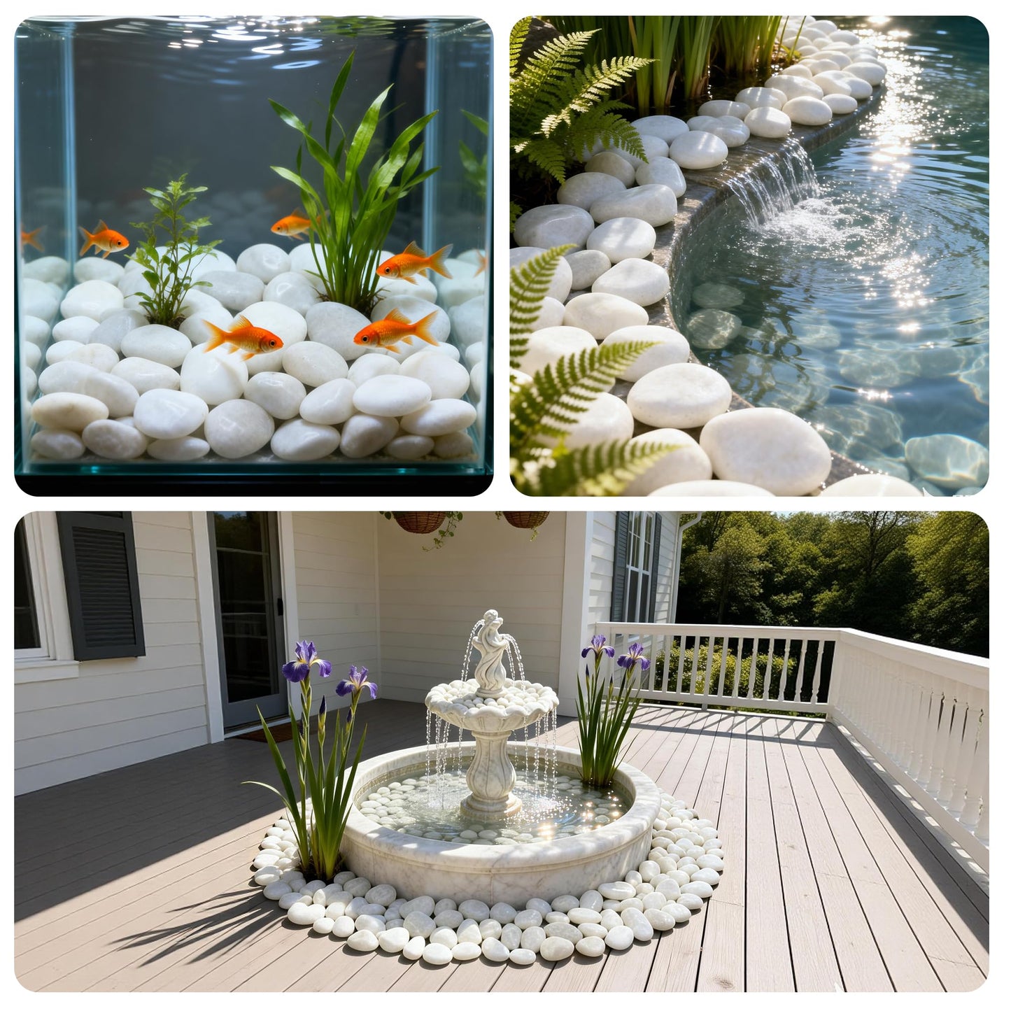 SIDONG 10 lbs White River Rocks, Polished Pebbles for Indoor Plants, 1-2 inch Decorative White Stones for Plants Vase Aquarium Fish Tank and Outdoor Garden Landscaping Rocks