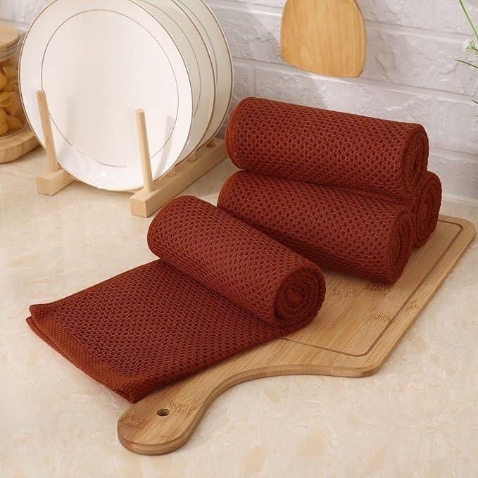 Kitinjoy 100% Cotton Waffle Weave Kitchen Hand Towels