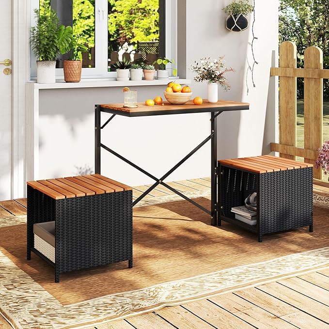 Tangkula 3-in-1 Convertible Bench Picnic Table, Outdoor Folding Table and