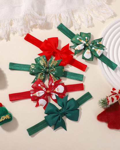 jollybows 10pcs Christmas Baby Bows Headbands Soft Stretchy Grosgrain Ribbon Hairbands with Bows Christmas Headbands Hair Accessories for Newborn Baby Girls Infant Toddlers Kids