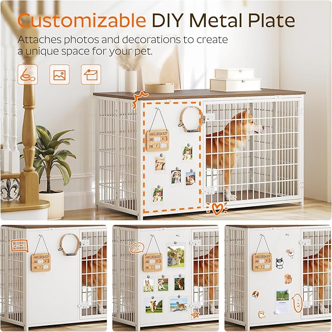 YATINEY Foldable Dog Crate Furniture, 47.2" Dog Crate