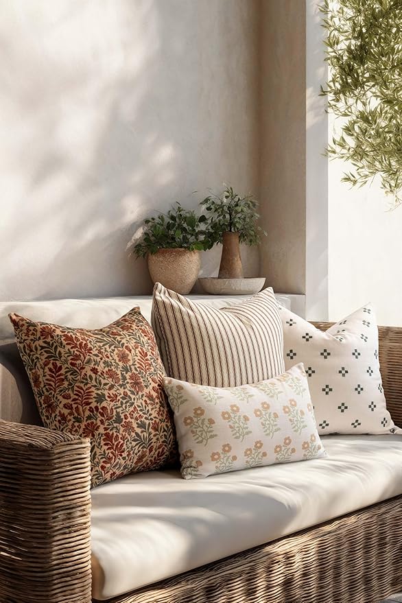 Crumbs Home Modern Farmhouse California Casual Indoor Outdoor Throw Pillow Cover