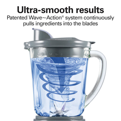 Hamilton Beach Power Elite Wave Action Blender For Smoothies, 40 Oz Glass Jar, 12 Functions Including Puree, Crush Ice, 700 Watts - Black (58148A)