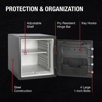 SentrySafe Medium Gray Fireproof Safe and Waterproof Safe Box with Dial Combination, Home Security for Money, Documents, or Other Valuables, 1.23 Cubic Feet, SFW123DSB